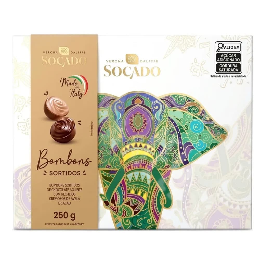 Socado Elefante 250g Bombons De Chocolate Italiano Sortidos Caixa Importada