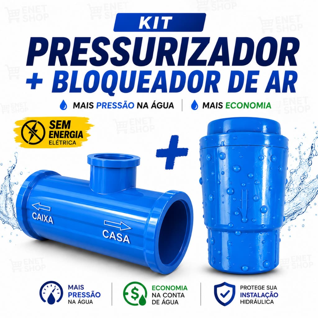 Kit Pressurizador Externo + Bloqueador de Ar Caixa D'Água Mais Pressão e Economia
