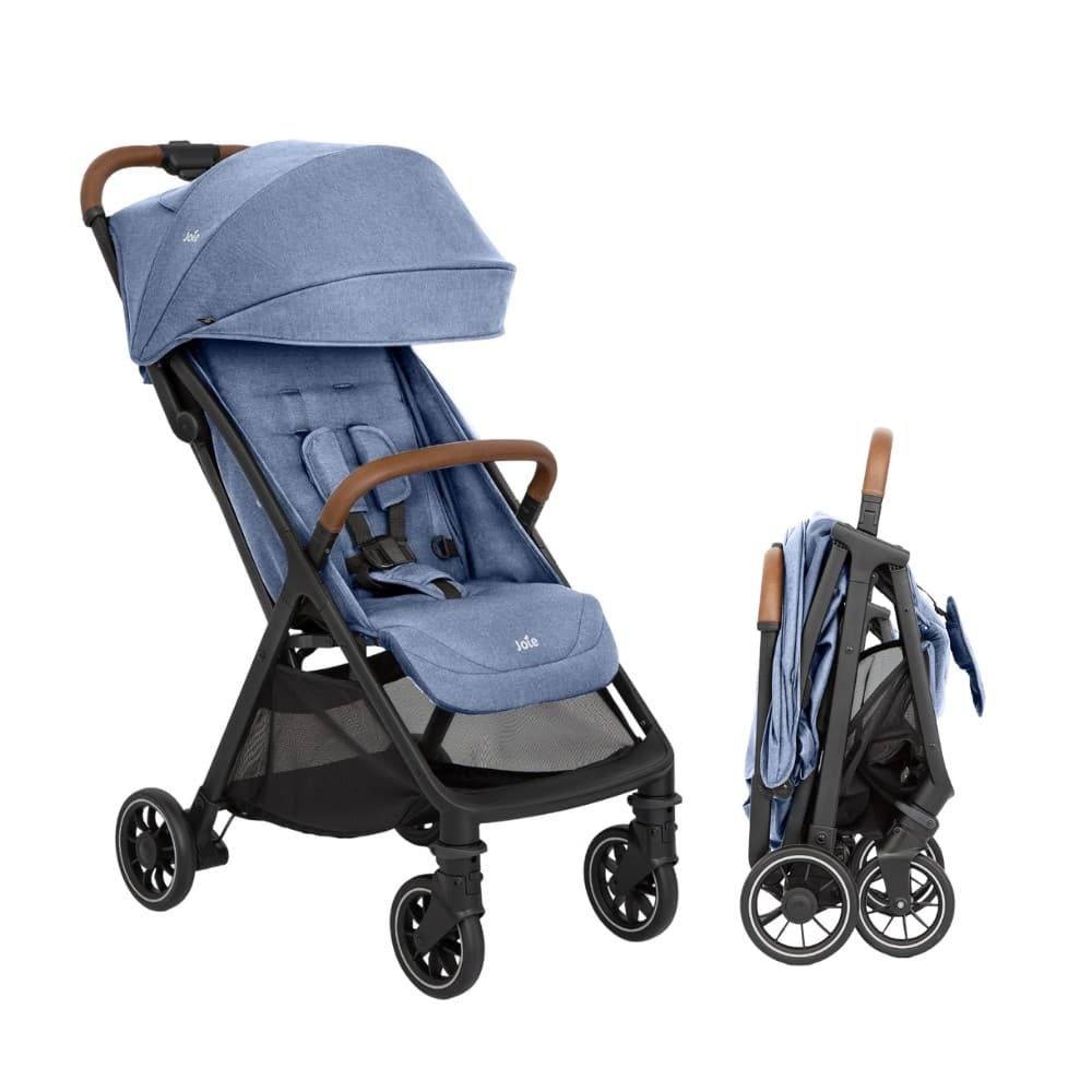 Carrinho de Passeio Bebê Fechamento Uma Mão Leve Compacto Reclinável 0-22kg Pact Pro Azul Joie