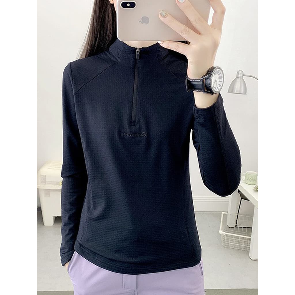 Forro de lã esportes camiseta feminina roupas de secagem rápida manga comprida gola alta correndo Fitness Yoga roupas ou