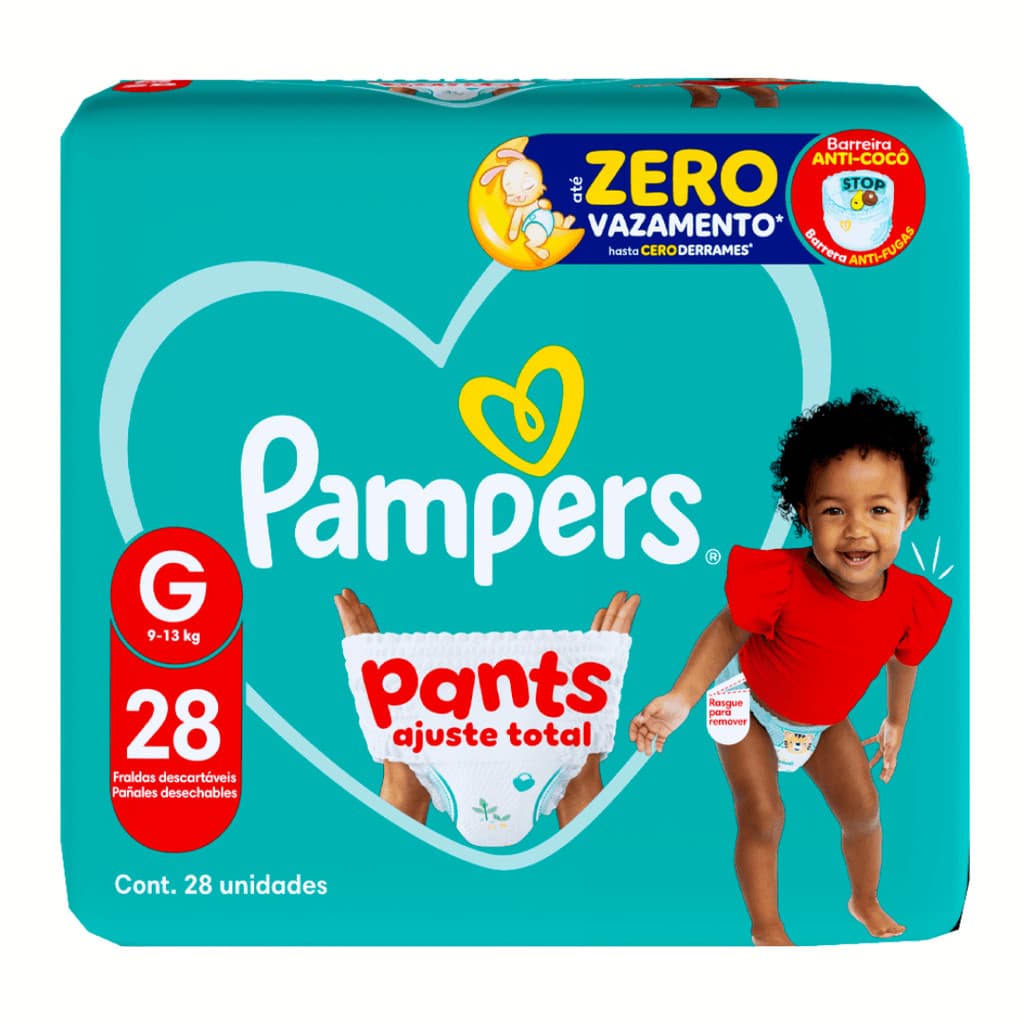 Fralda-Calça Pampers Pants Ajuste Total Mega G com 28 Unidades