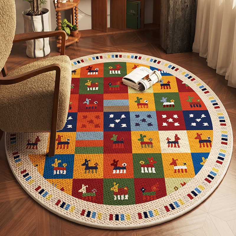 [Novo produto] tapete redondo americano sala de estar tapete antiderrapante cadeira de balanço tapete decorativo domésti