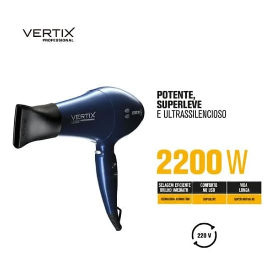 Secador Cabelo Profissional Vertix L3300 2200W 220v Azul