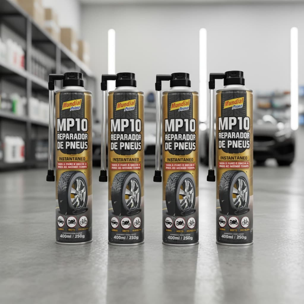 Kit 4 Reparador de Pneu Furado Instantâneo 400ml – Para Carro e Moto | Enche e Veda na Hora