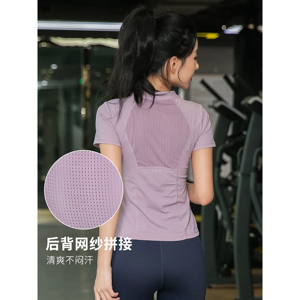 Verão Yoga roupas de Fitness de manga curta feminino apertado roupas de secagem rápida fino esportes manhã correndo meio