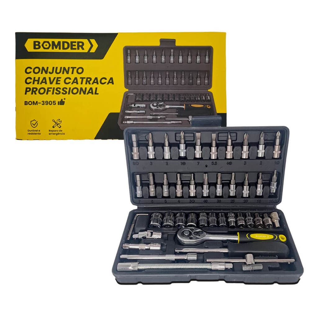 Kit Chave Canhão Catraca Profissional Bomvink Soquete Peças Jogo Chaves Crv Maleta Ferramentas Soquetes Aço Ferramenta
