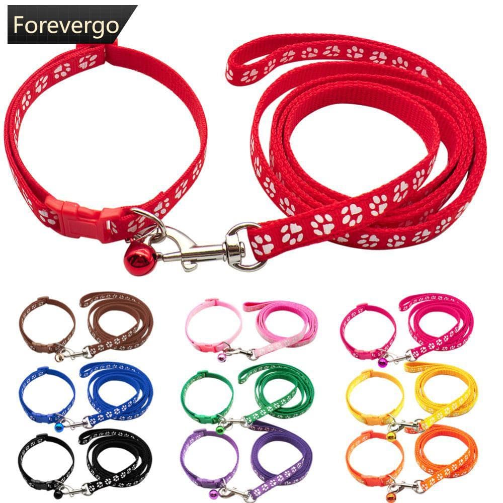 Conjunto de coleira e guia para animais de estimação de 1,2 metros, guia para cães com estampas de patinhas fofas, adequ