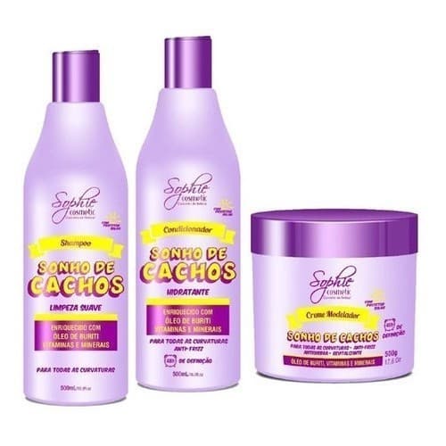 Kit Sonho De Cachos shampoo + Máscara + Condicionador 3x500ml Sophie Cosmetic Hidratante Cosméticos