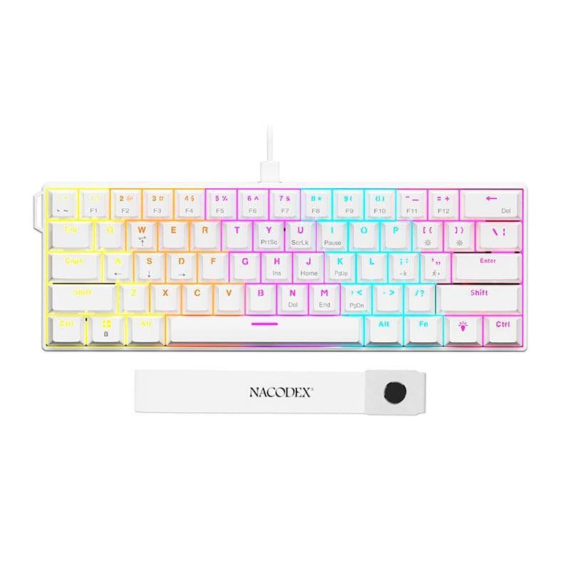 Teclado Mecanico Ajazz NK61, Rainbow, Switch Vermelho, Branco, NK61-WH