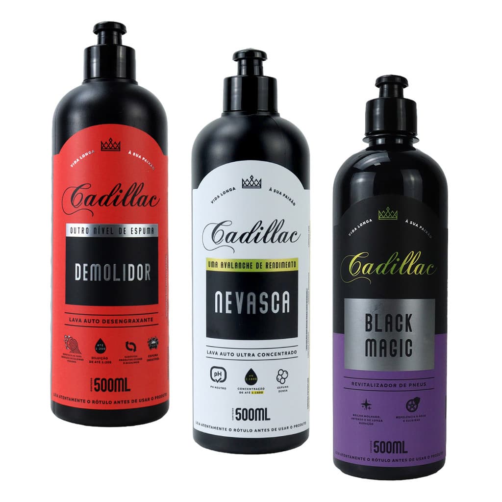 Kit Limpeza Automotiva Cadillac Black Magic Demolidor Nevasca Lavagem De Carro Estética Automotiva