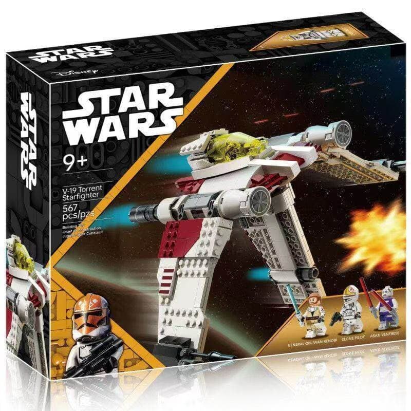 Compatível com Lego Star Wars V-19 Meteorite Starfighter 75432, brinquedo de blocos de montar para meninos, presente.