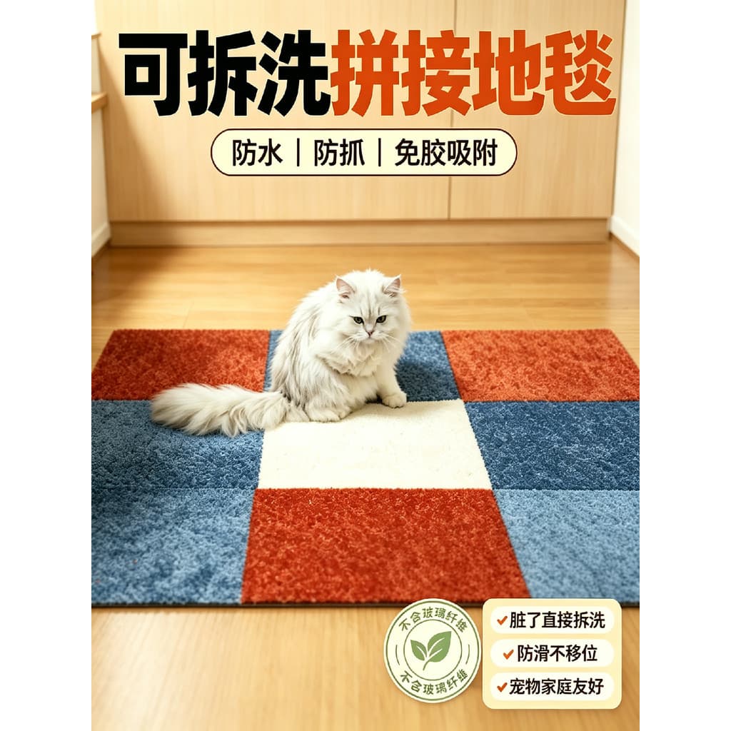 Estilo japonês tapete quadrado sala de estar quarto das crianças sem cola proteção ambiental tapete antiderrapante água 