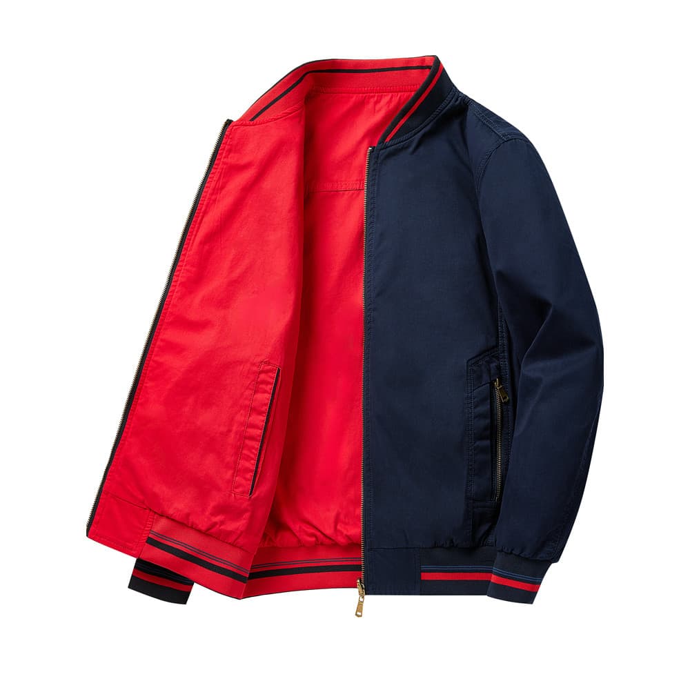 Jaqueta de dois lados masculina primavera outono solta meia-idade idosos jaqueta Casual pai masculino gola de beisebol j