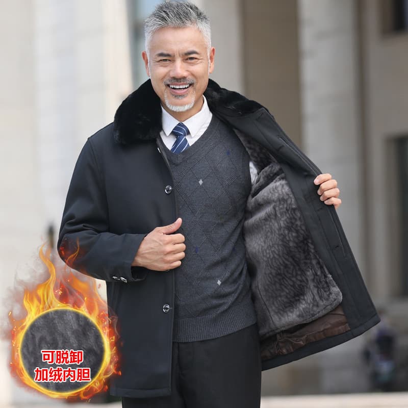Jaqueta acolchoada de algodão para idosos de meia-idade, jaqueta masculina de inverno para pais, jaqueta acolchoada de a