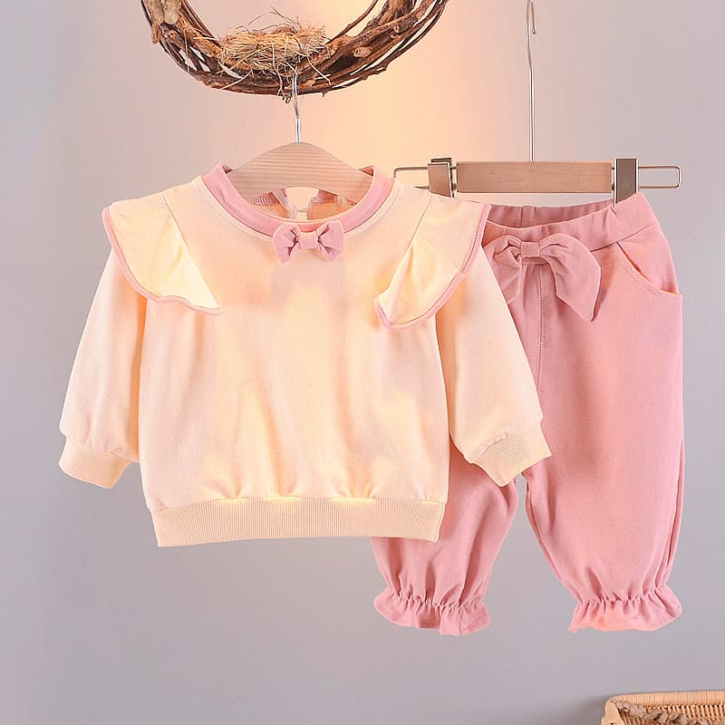 2026 bebê menina primavera novo estilo terno de duas peças menina criança moda bebê crianças roupas 1-2-3 anos de idade 