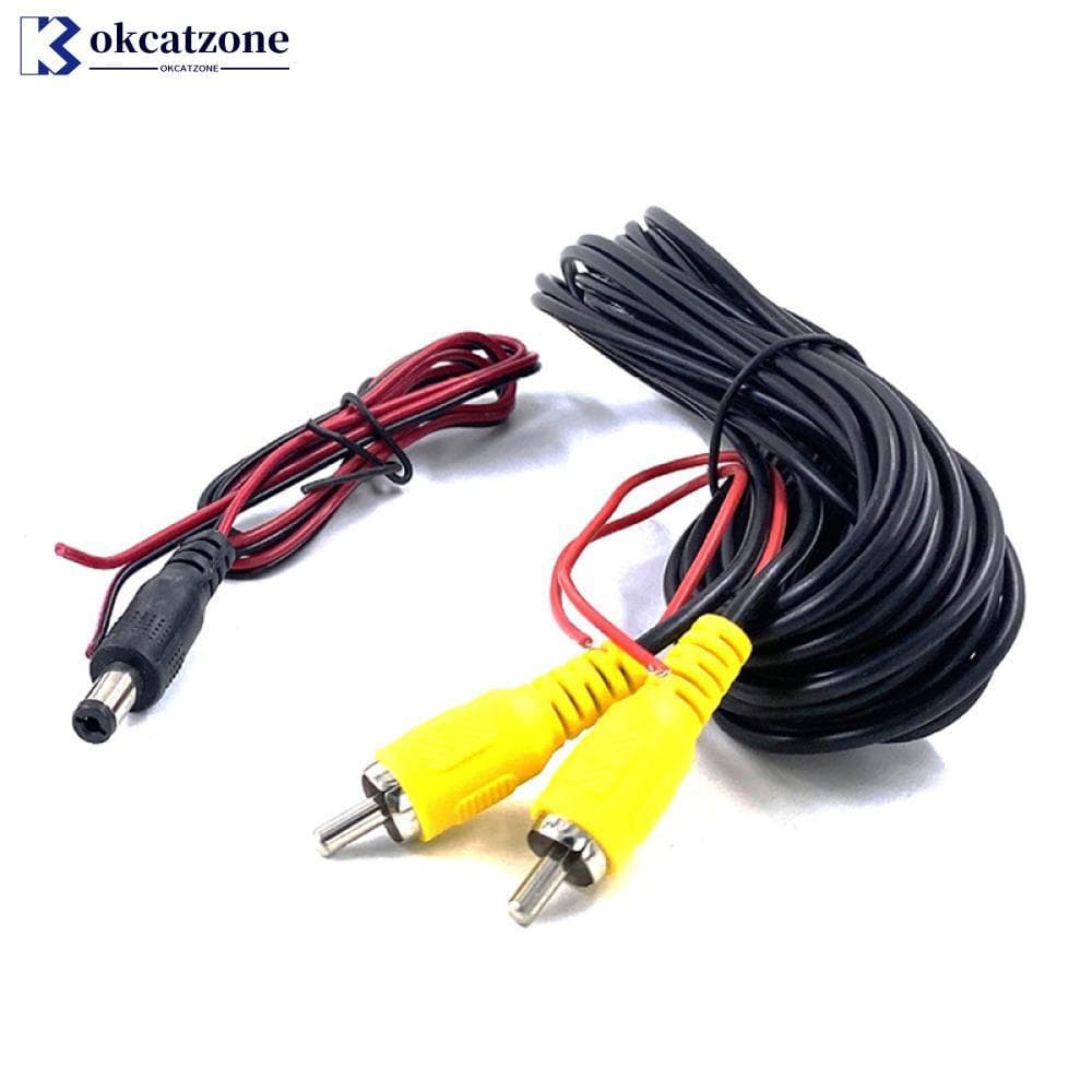 OKCATZONE 6M RCA Cabo De Vídeo AV Extensão Fio Chicote Com Adaptador Alimentação ADC Para Câmera Visão Traseira Do Carro