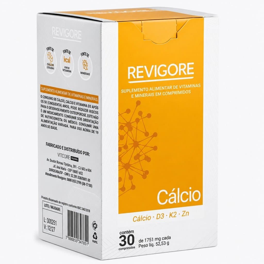 REVIGORE Cálcio+Vitamina D3+Vitamina K2 - 30 Cápsulas
