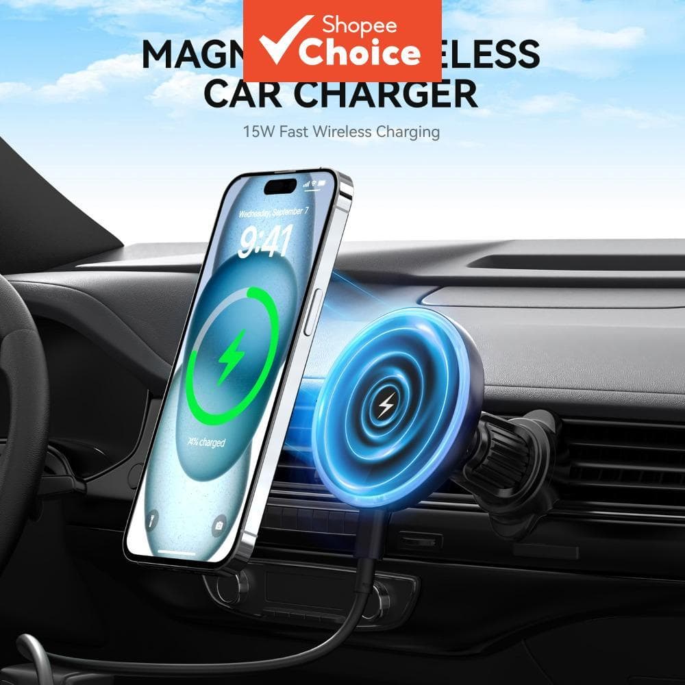 Suporte Magnético de Ventilação de Ar para Carro com Carregamento Sem Fio 25W para iPhone