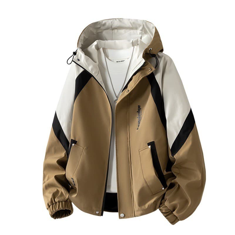 50-155KG Jaqueta Plus Size Tamanho Grande Jaqueta Solta Masculina Meninos Casual Contraste Cor Costura Jaqueta Com Capuz