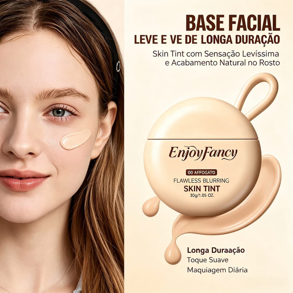 EnjoyFancy 00 Affogato, base líquida de 30g para uma base de maquiagem com tom de pele natural, de textura leve e toque 