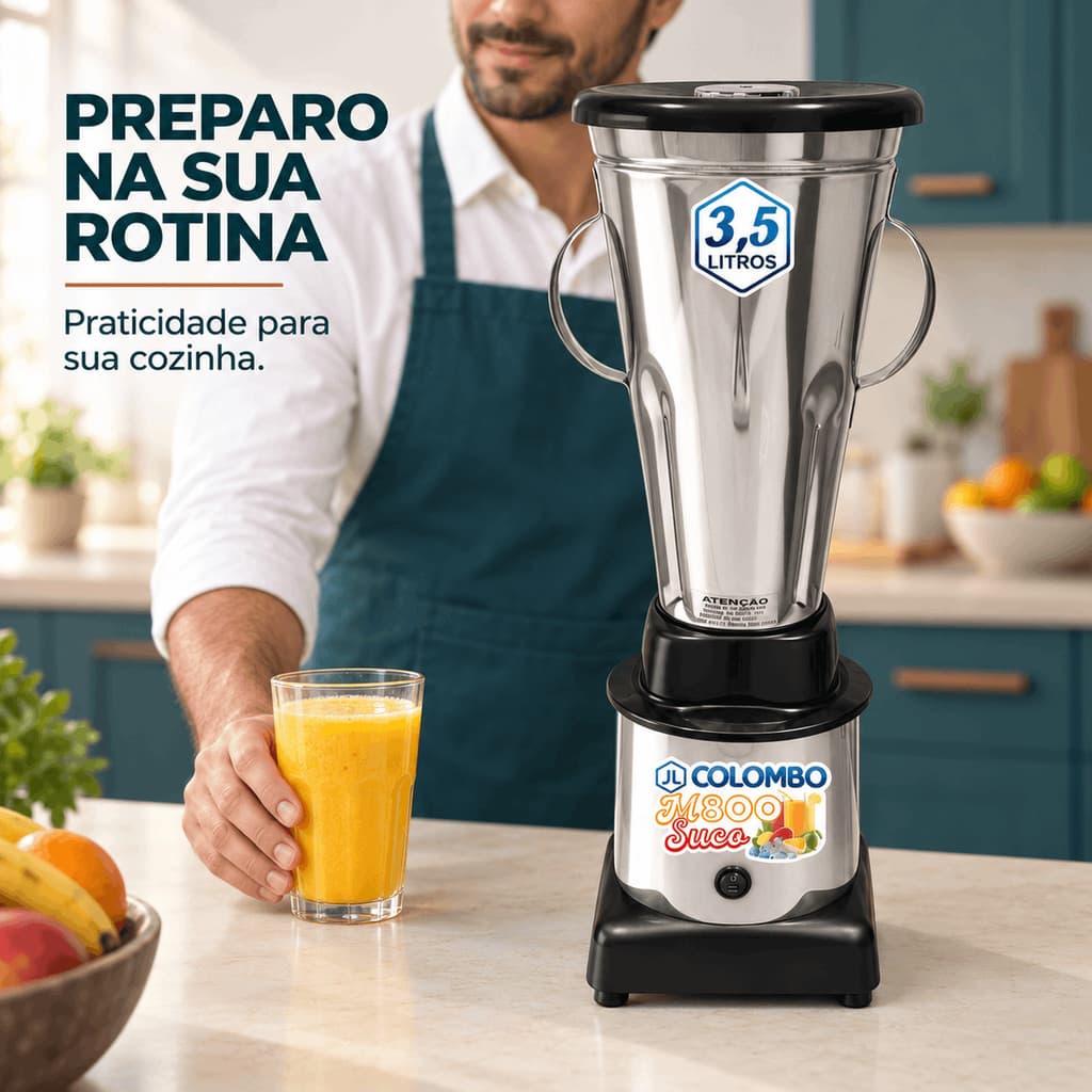 Liquidificador Industrial Alta Rotação 3,5 L Copo Inox 304 Monovolt 127V ou 220V Profissional Comercial Potente