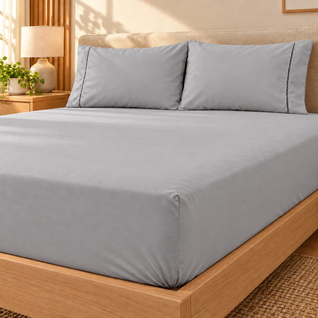 Jogo Lençol Ponto Palito 400 Fios Cama Casal e Queen 3 Peças Lençol Com Elástico Macio Várias Cores