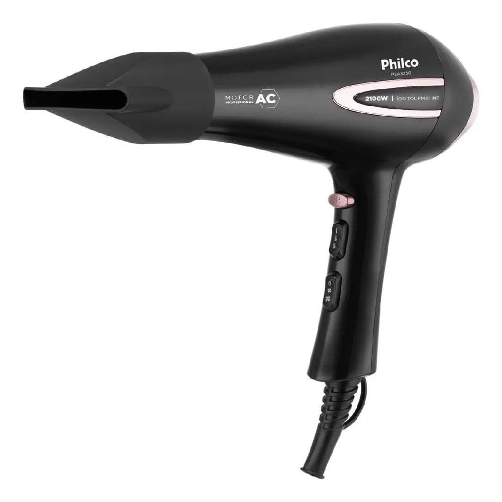 Secador De Cabelo Profissional 2100w Íon Tourmaline Preto