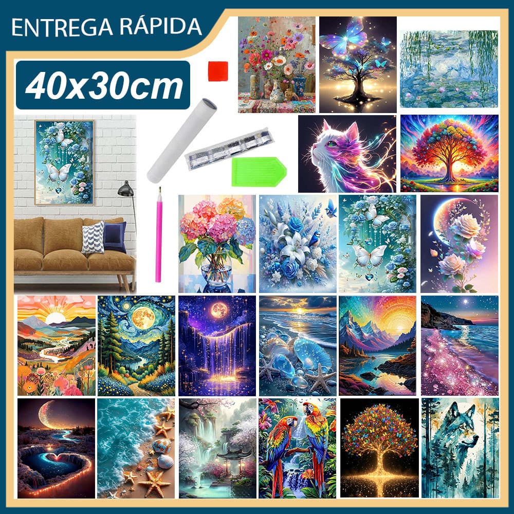 Pintura Diamante 5D Pintura De Diamante Pintura 5D Diy Diamond Por Números Completa Redonda/Quadrada Diamond Art 40x30cm