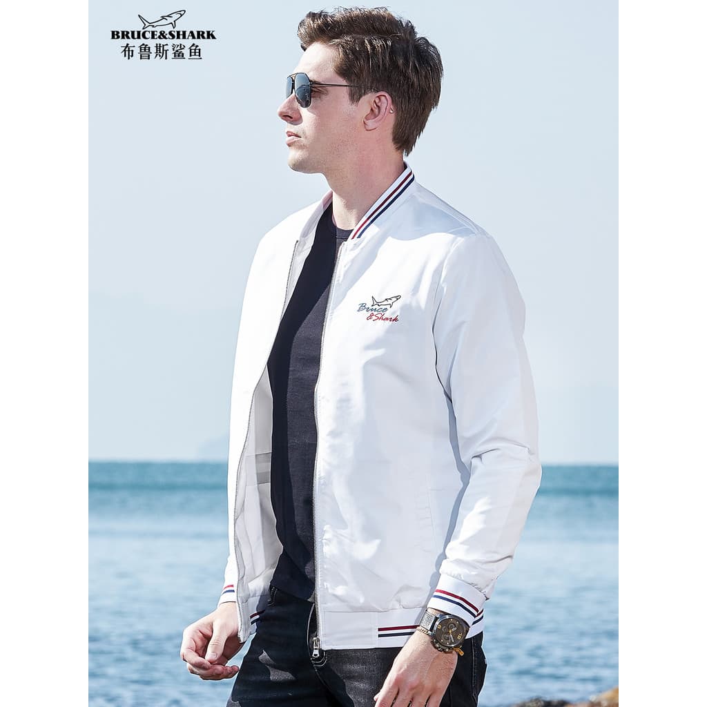 Street Wear jaqueta masculina primavera outono estilo fino Plus Size jaqueta esportiva Bruce tubarão solto masculino na 