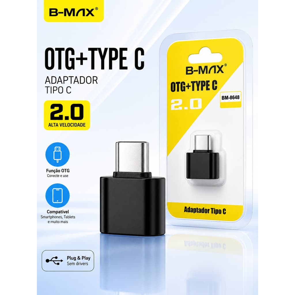 Adaptador OTG USB Tipo C USB 2.0 480Mbps Para Celular Android Tablet Notebook Plug Play