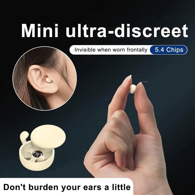 Fones de ouvido sem fio invisíveis para dormir, fone de ouvido Bluetooth TWS mini para quem dorme de lado, fones de