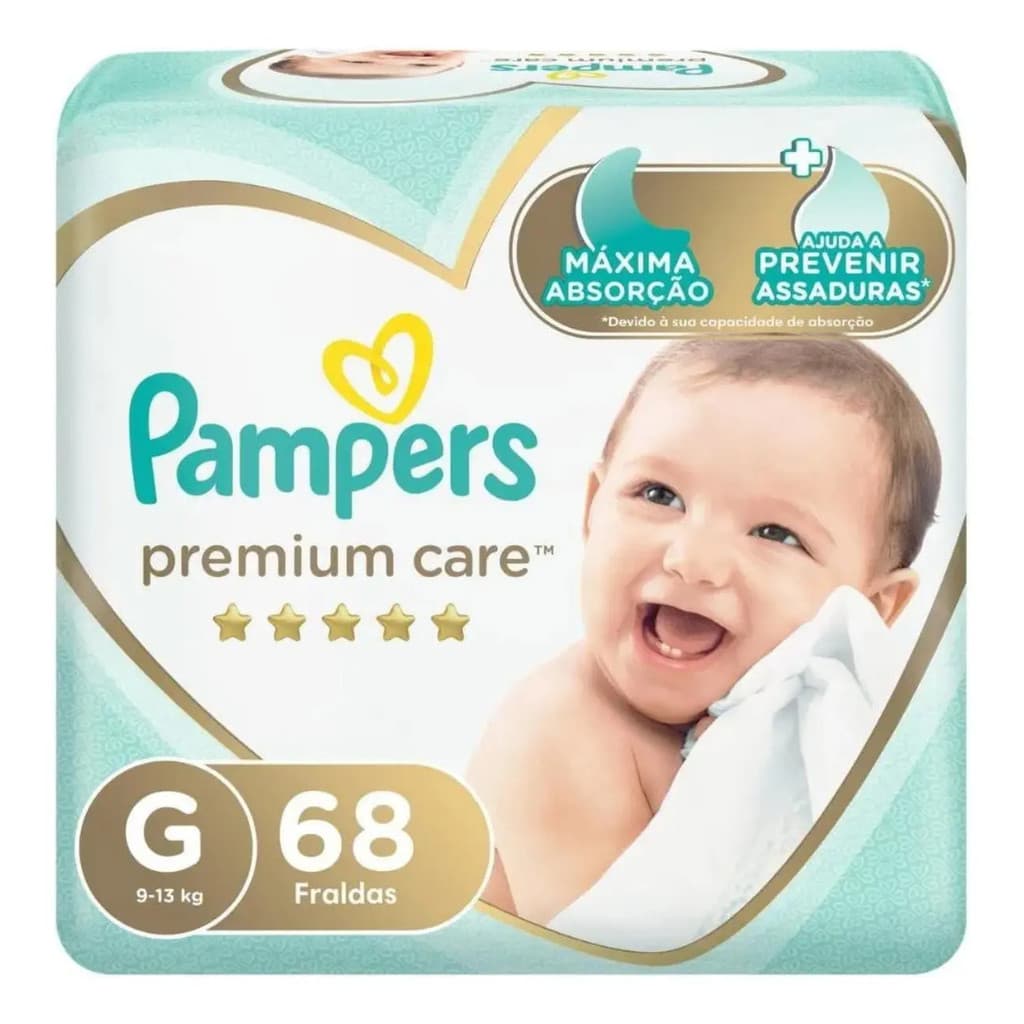 Pacotão Fralda Infantil  Pampers Top Premium Care G 68