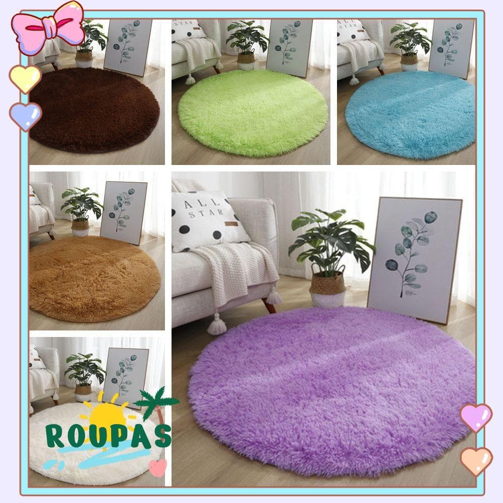 Tapetes De Sala De Estar ROUPAS , Tapete Redondo Engrossado De 40 Cm De Pé De Cor Sólida Antiderrapante De Pelúcia Macia