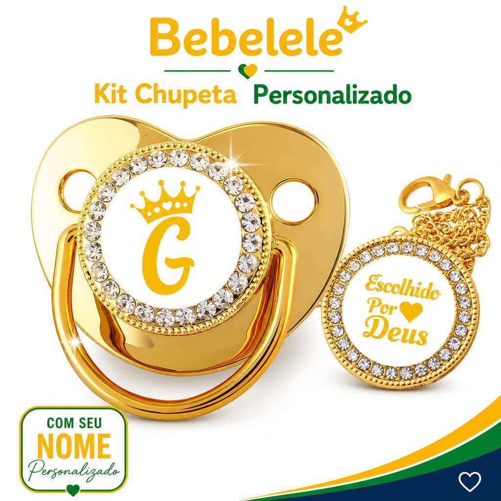 Chupeta para Chupeta De Bebê Com Letra Inicial Dourada Corrente Bico De Silicone BPA Free &KYU3
