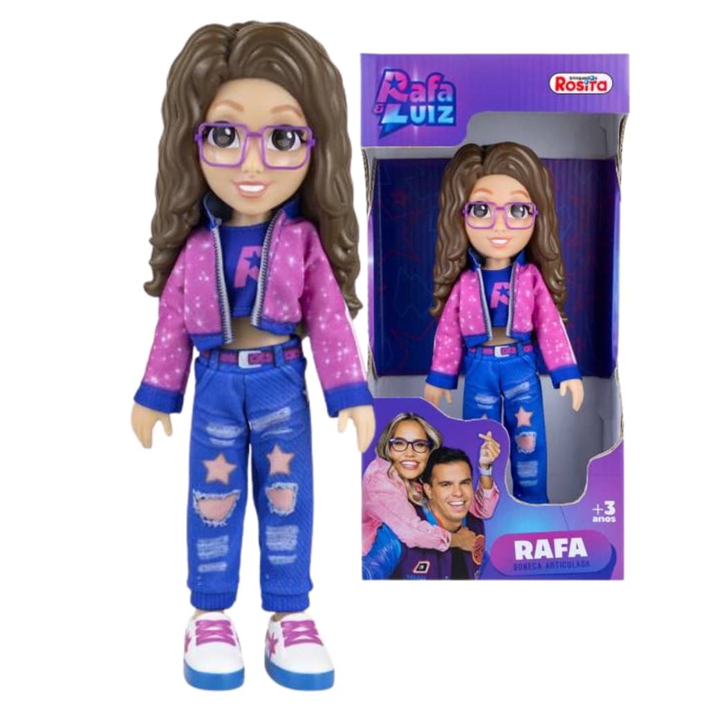 Boneca Rafa Youtuber Rafa e Luiz Original Articulada 25 Cm