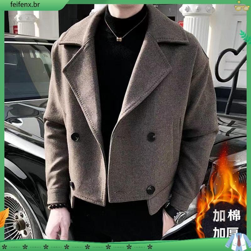 Jaqueta de lã masculina inverno novo estilo algodão engrossado Nizi jaqueta masculina na moda versão coreana magro-ajust