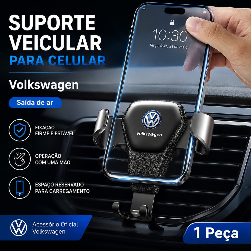 Suporte De Telefone Por Gravidade Para Ventilação De Ar Do Carro Volkswagen VW Golf Polo Passat Tiguan Jetta T-Roc Cross