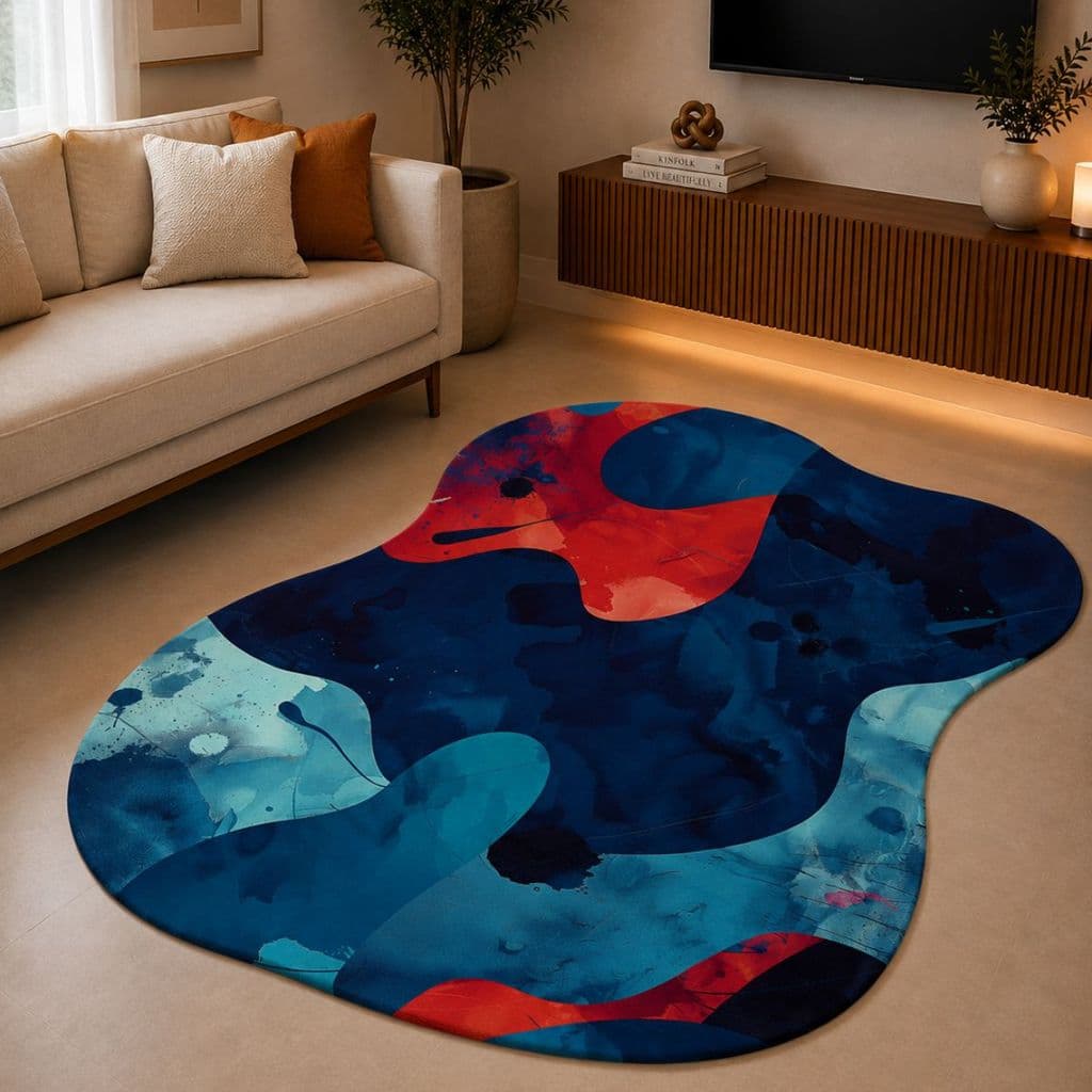 Tapete Orgânico Decorativo 117x67cm Antiderrapante para Sala e Quarto 056