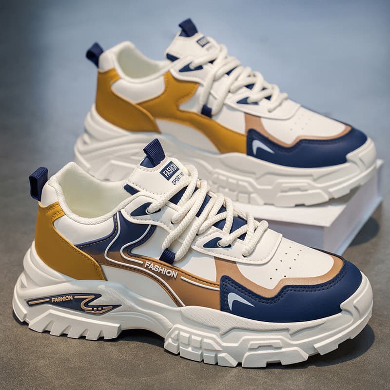 Tênis esportivos masculinos, novo estilo de primavera, tênis casuais masculinos de sola grossa e antiderrapante que comb