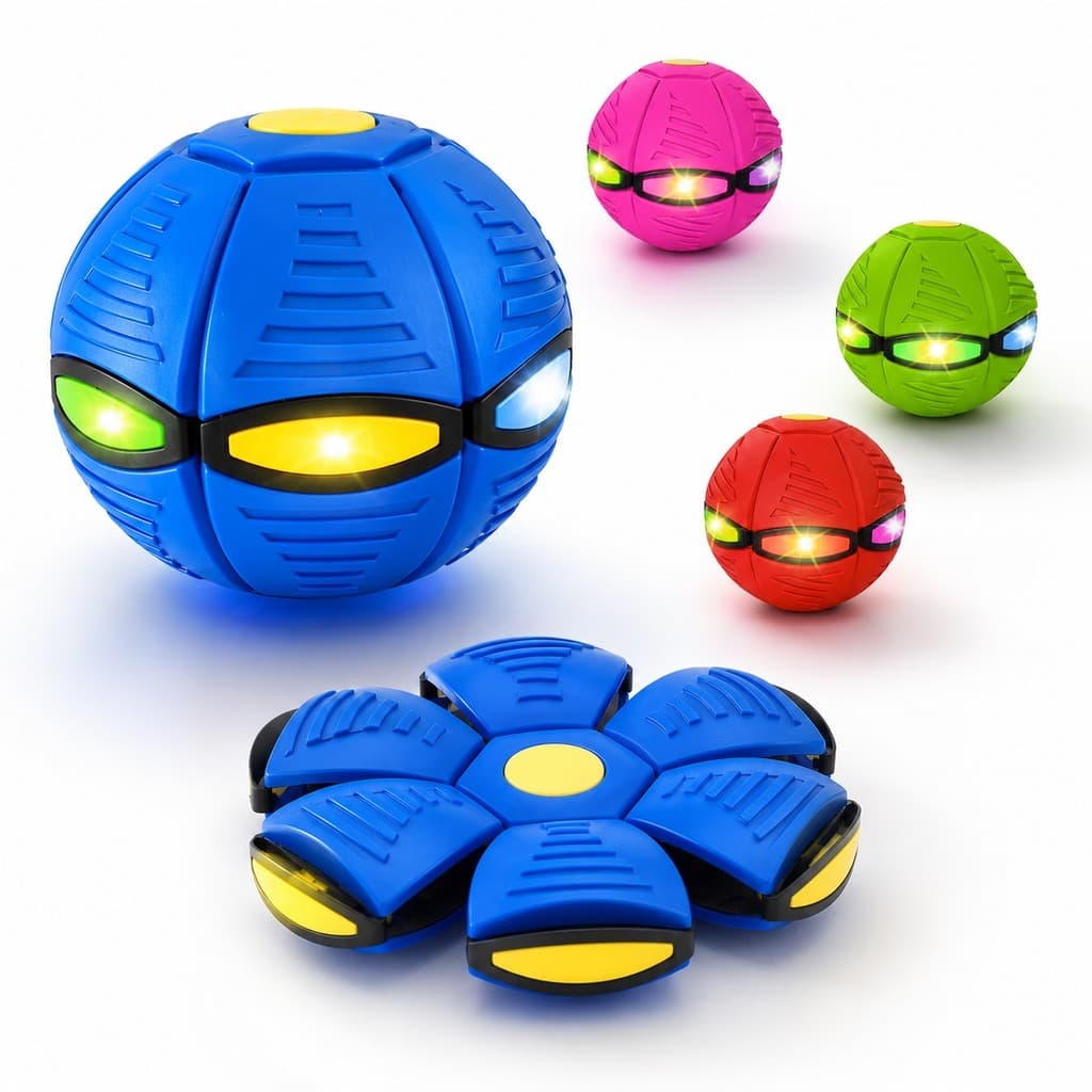 Bola Mágica Que Pula e Vira Disco Voador com LED – Brinquedo Infantil e Pet Interativo 2 em 1