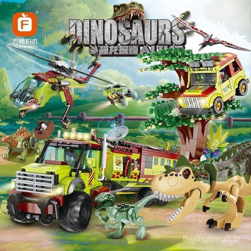 1200 peças de blocos de montar Lego, Parque dos Dinossauros Tyrannosaurus Rex, Caça no Mundo, Brinquedo de Montar Tyrann