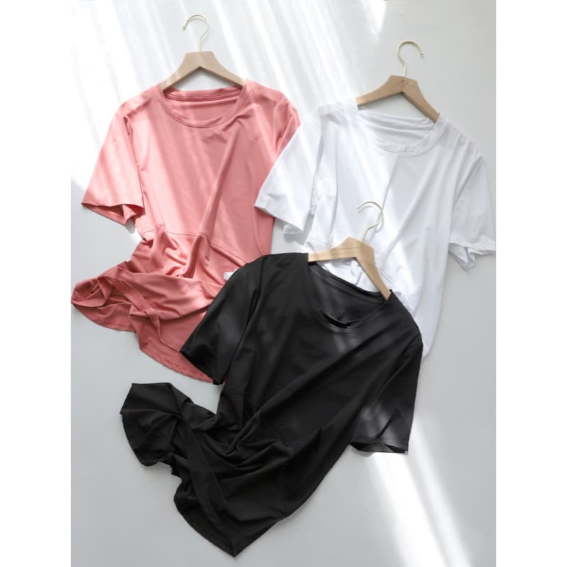 115kg extra longo tamanho extra grande roupas de Fitness feminino solto manga curta topo roupas de secagem rápida gordur
