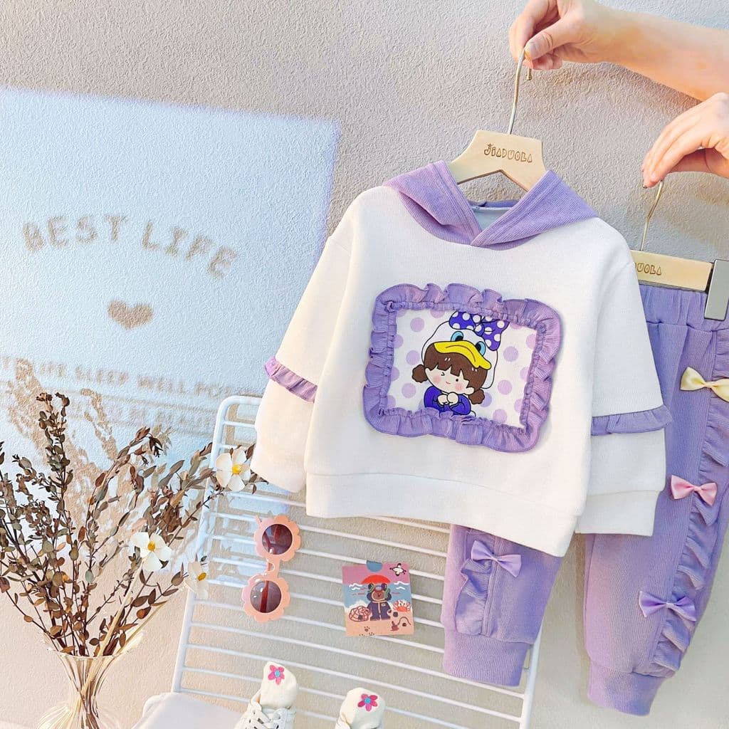 Roupas de bebê roupas de primavera menina moda influenciador menina moda bebê moletom de duas peças Casual terno esporti
