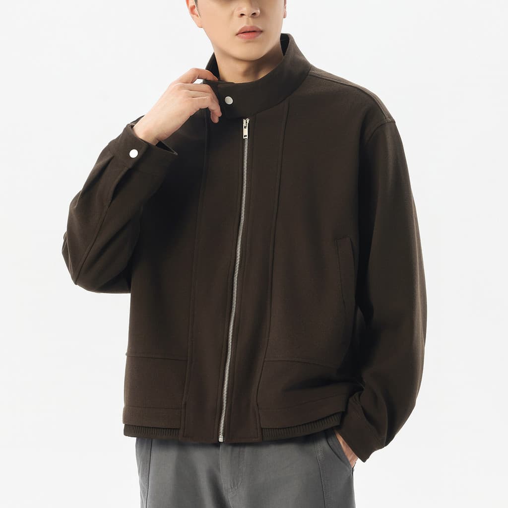 2026 novo estilo gola alta jaqueta masculina primavera outono solto jaqueta Casual cor sólida jaqueta geral masculina na