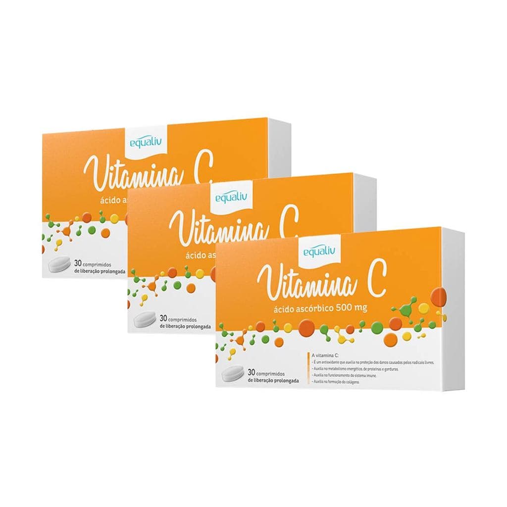 Kit 3 Vitamina C 500mg Suplemento Alimentar 30 Cpr - Equaliv
