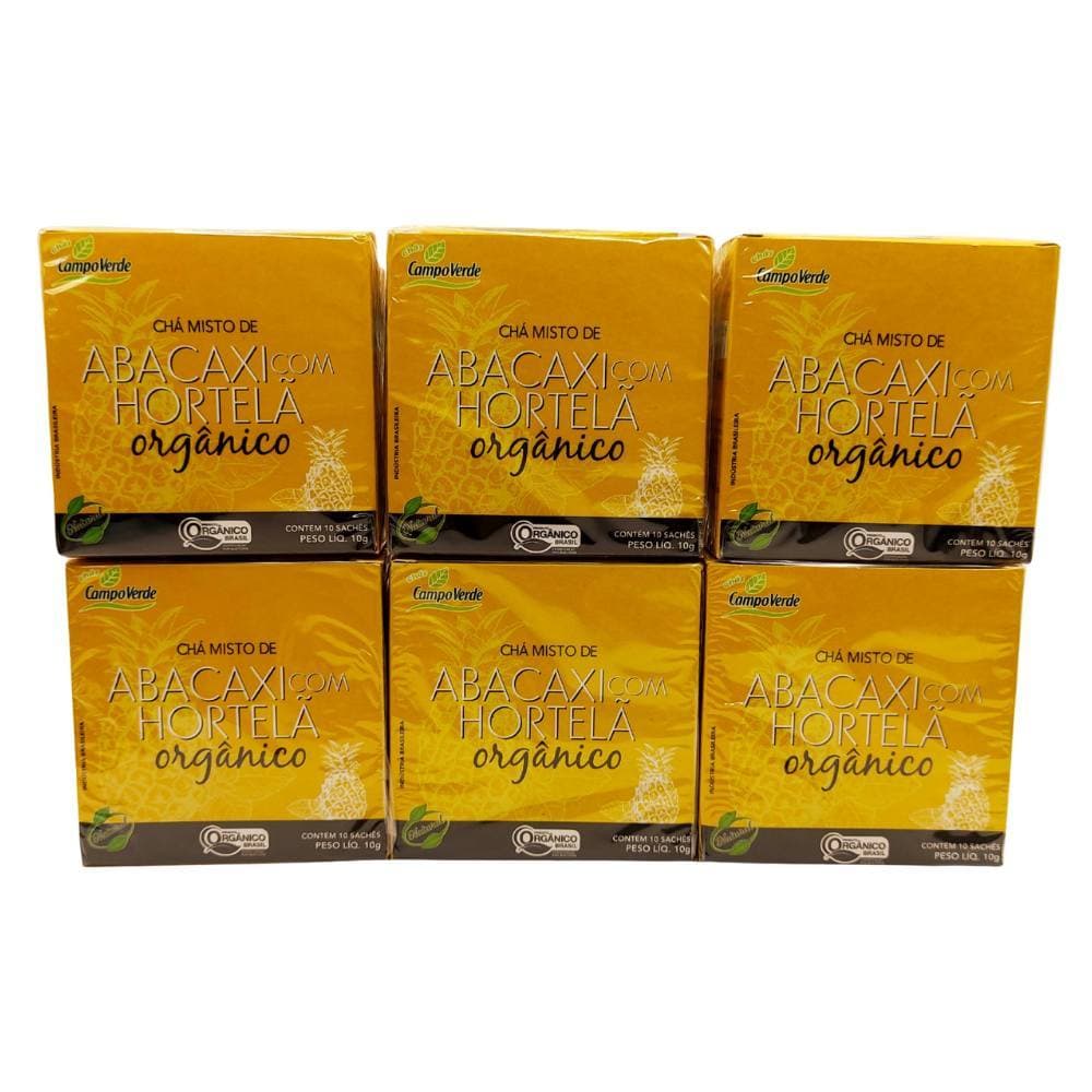 Kit 6 Chá Abacaxi Fruta Hortelã Menta Orgânico 10 sachês cad