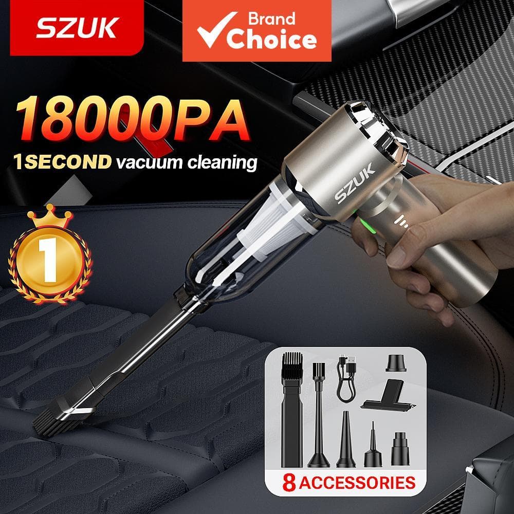 Aspirador de pó portátil para carro SZUK sem fio com forte sucção, multifuncional, soprador, limpeza de pó em fendas,