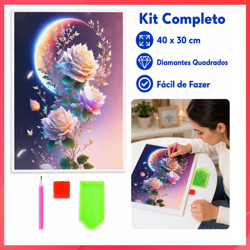 Lua noite rosa 5D completo diamante pintura Kit DIY artesanal quarto romântico decoração Material conjunto