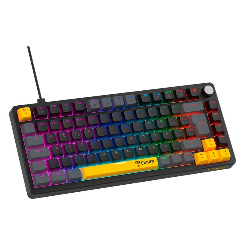 Teclado Gamer Mecânico CLANM Azimut Nova Preto 75% ABNT2 RGB Hot Swap Switch Red Anti-Ghosting USB