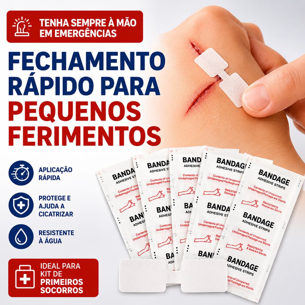 Curativo Ponto Falso Kit Primeiros Socorros Fechamento Rápido De Feridas